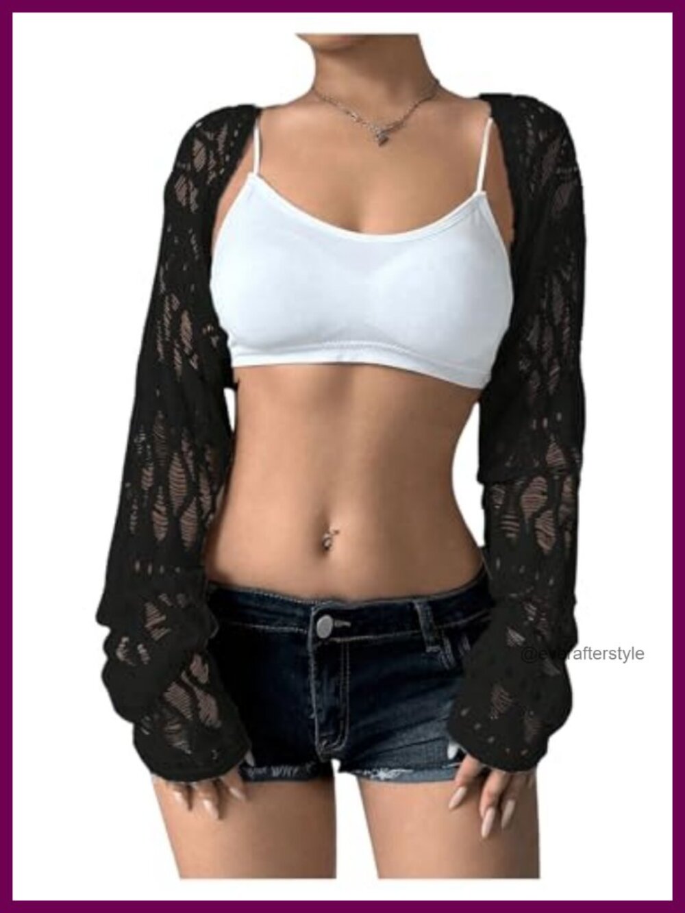 Crochet Cropped Shrug Bolero Cardigan Hollow Out Knit Open Front Long Sleeve